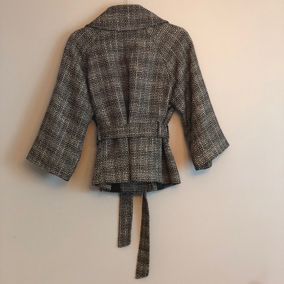 Tahari Double Breasted Belted Herringbone Blazer - Picture 3 of 7